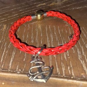 Red braided anchor bracelet